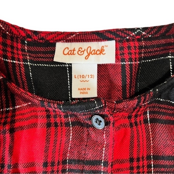 Cat & Jack Girls Plaid Holiday Dress Size Large - Picture 3 of 5